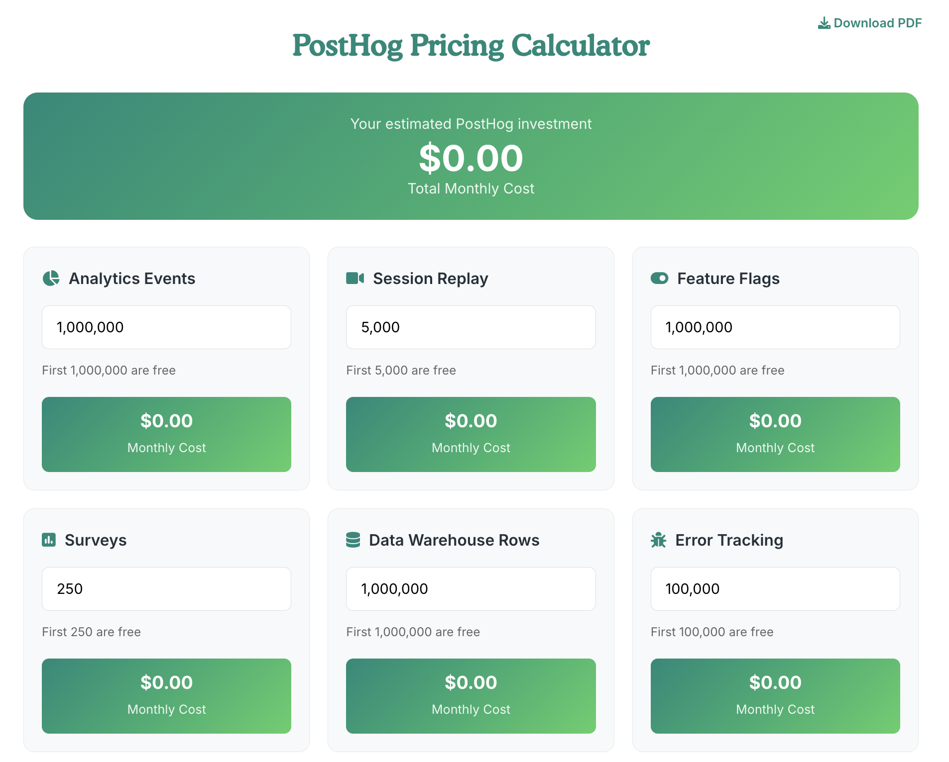 PostHog Pricing Calculator
