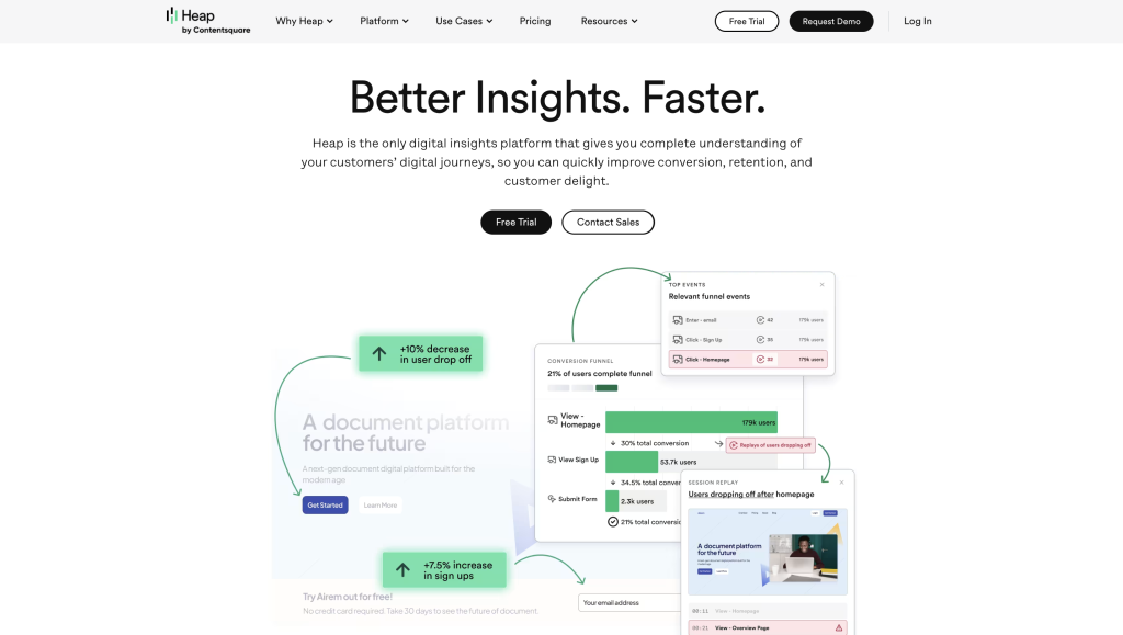 Heap Product Analytics tool