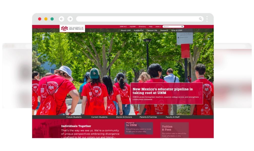 University of New Mexico Mockup